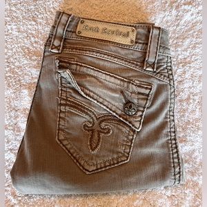 Women Rock Revival Tan Skinny Jeans.